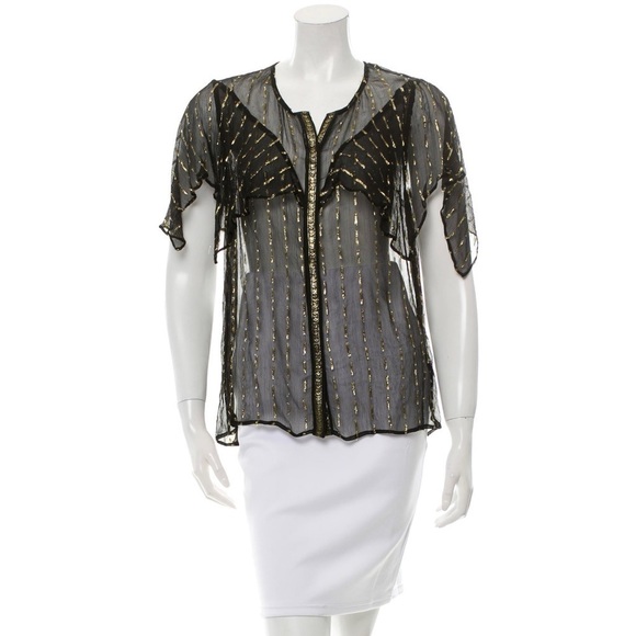 Zadig & Voltaire Tonia Shiny Chiffon top in Black size XS - Picture 5 of 13